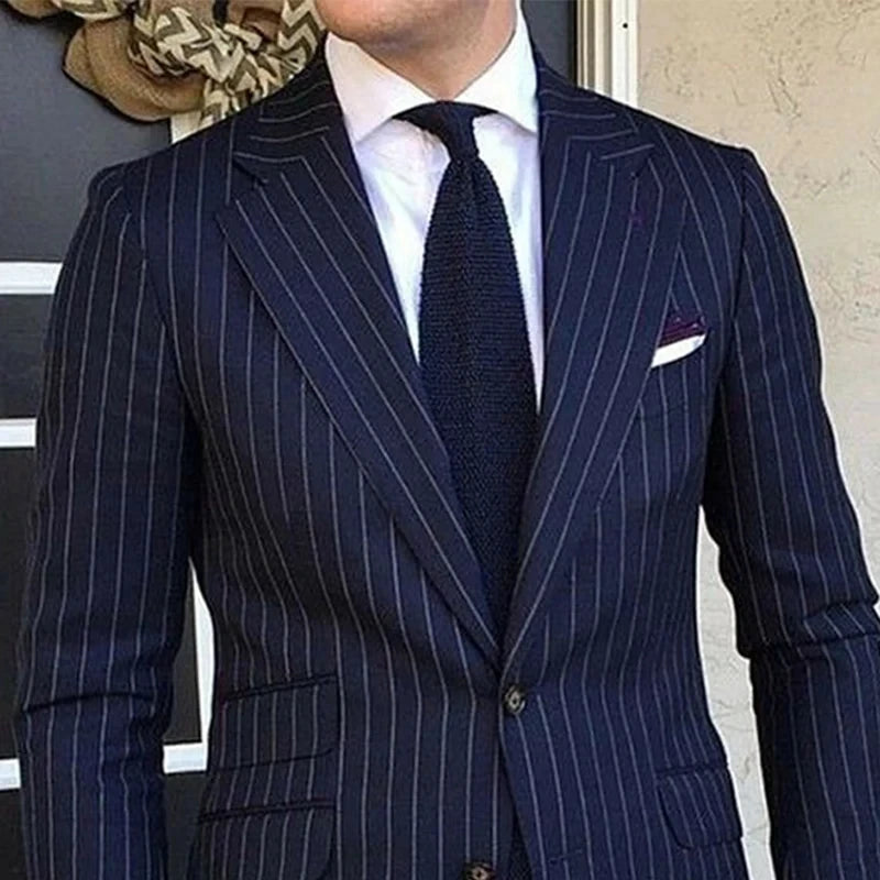Costume Homme Bleu Marine Rayures – CLEVI Paris