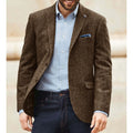 Blazer homme en tweed à chevrons, coupe droite – CLEVI Paris