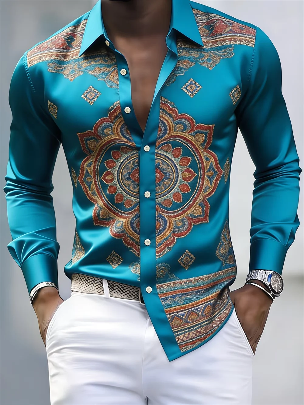 Chemise Homme Manches Longues Imprimée 3D Trèfle – CLEVI Paris