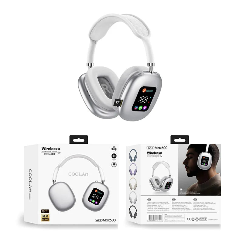Casque Bluetooth BMAD MAX600 ANC Écran Tactile LCD 40mm BT 5.3 TF AUX Micro IA – CLEVI Paris