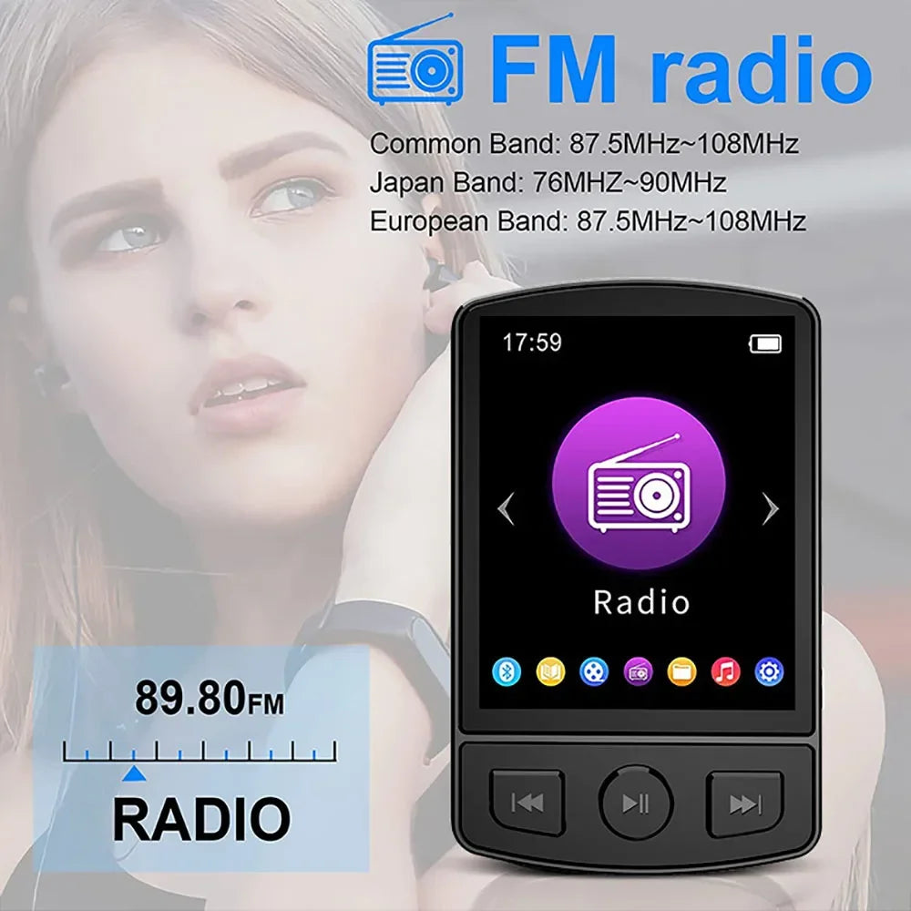 NVPONE Lecteur MP3 Sport Clip Bluetooth 5.0 HiFi Écran 1,8" FM Podomètre – CLEVI Paris