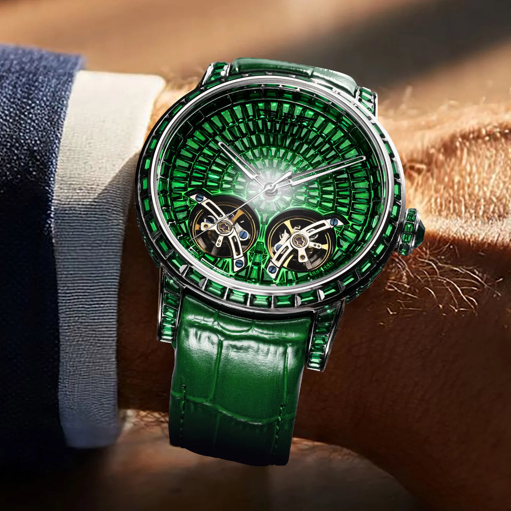 Montre Mécanique Homme PINDU – Diamants, Saphir & Cuir | Luxe