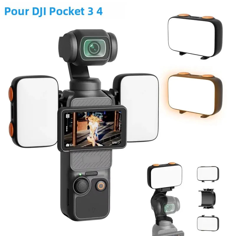 Kit Lumière LED pour DJI Osmo Pocket 3 & 4 – 40 LED, 3 Températures de Couleur, Dimmable & Rechargeable – CLEVI Paris