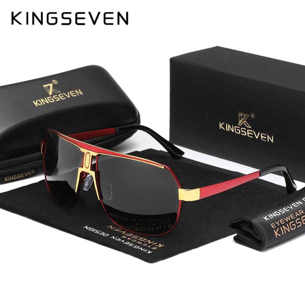 Lunettes de Soleil Polarisées Homme Oversize KINGSEVEN – Monture Carrée Alliage UV400 – CLEVI Paris