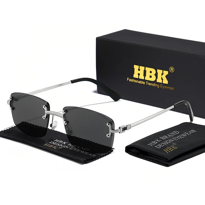 Lunettes de Soleil Carrées Sans Monture Femme HBK – Verres Dégradés UV400 – CLEVI Paris