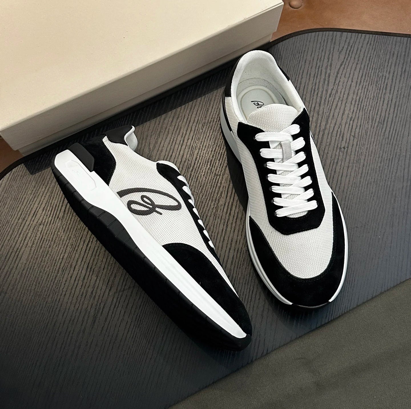 Sneakers Homme Cuir Vachette Véritable Respirant Semelle Caoutchouc Grande Taille EU 38-46 – CLEVI Paris