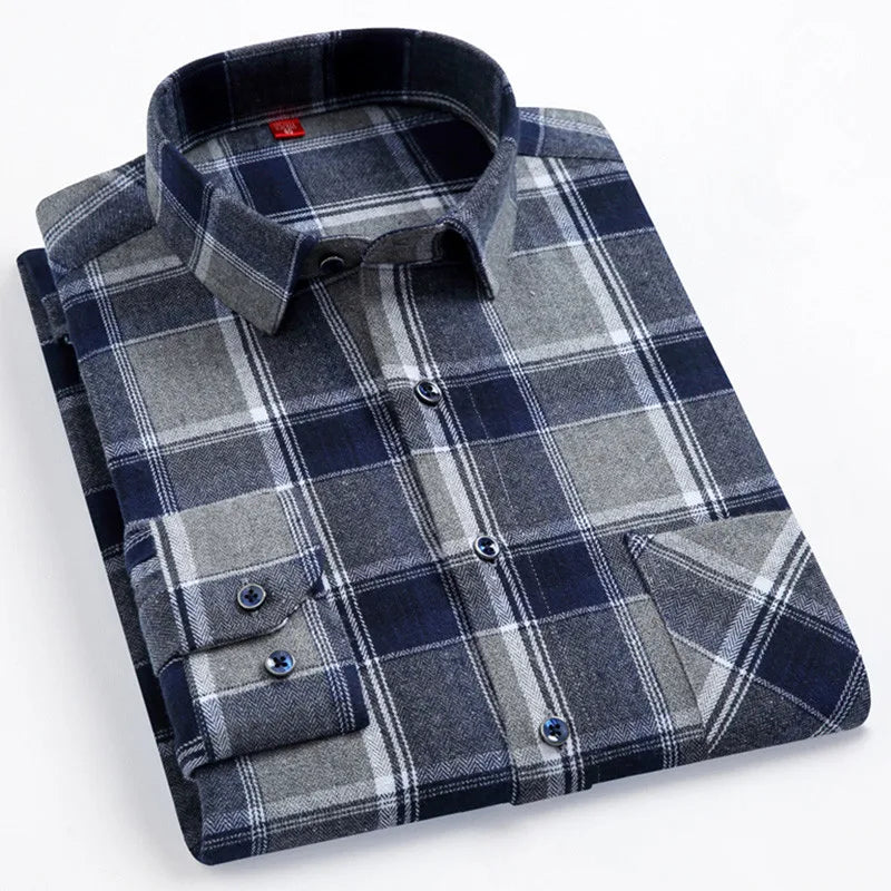 Chemise Homme Manches Longues Coton Carreaux Style Britannique – CLEVI Paris