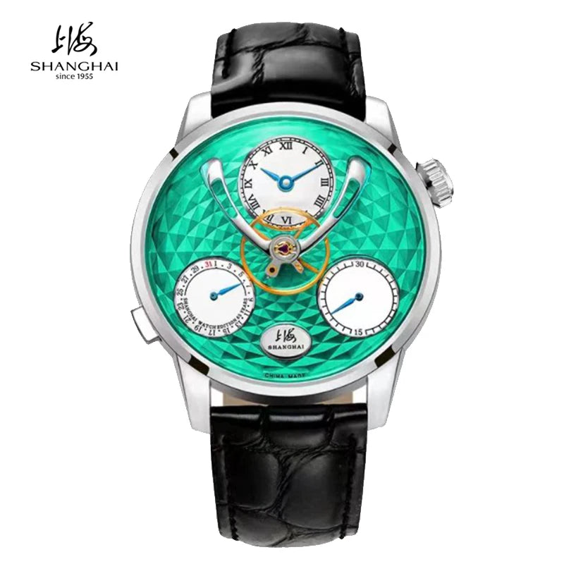 Montre Homme Automatique Shanghai Sky Dome 895 – Verre Saphir Calendrier Bracelet Cuir – CLEVI Paris