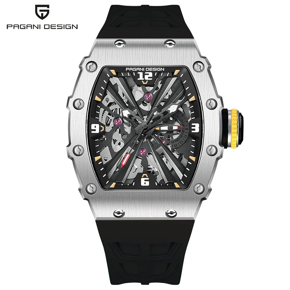 PAGANI DESIGN Montre Quartz Japonais Femme Homme Rectangulaire Saphir Silicone 42mm 100m – CLEVI Paris