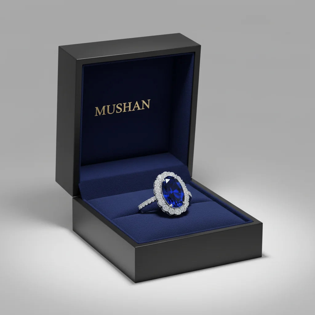 Bague Saphir Bleu HCD 4,4 Carats Ovale | Argent 925 – CLEVI Paris