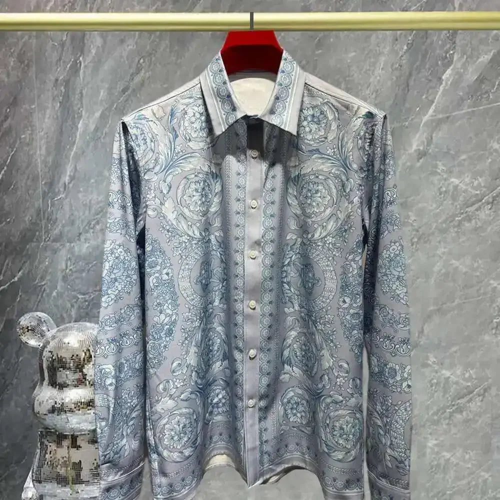 Chemise Homme Imprimée Manches Longues – Style Gothique Luxe, Fibre de Bambou, Tailles S-6XL – CLEVI Paris