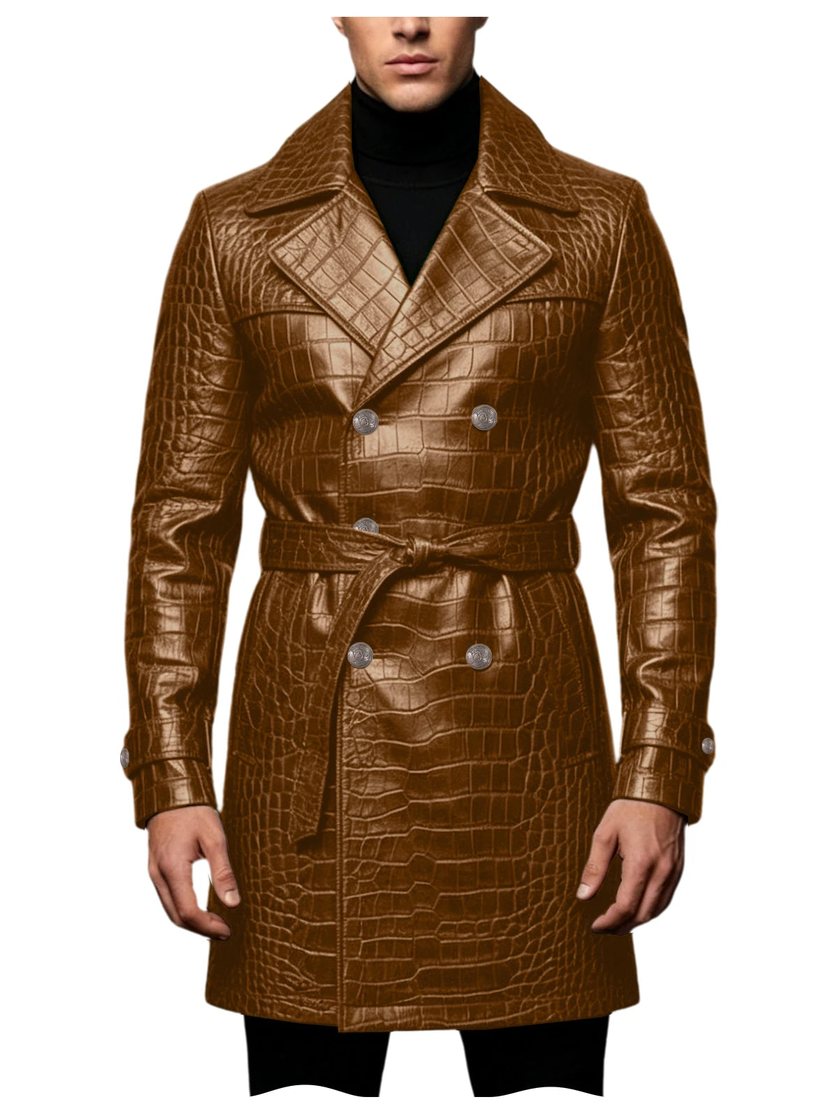 Manteau homme effet croco double boutonnage – CLEVI Paris