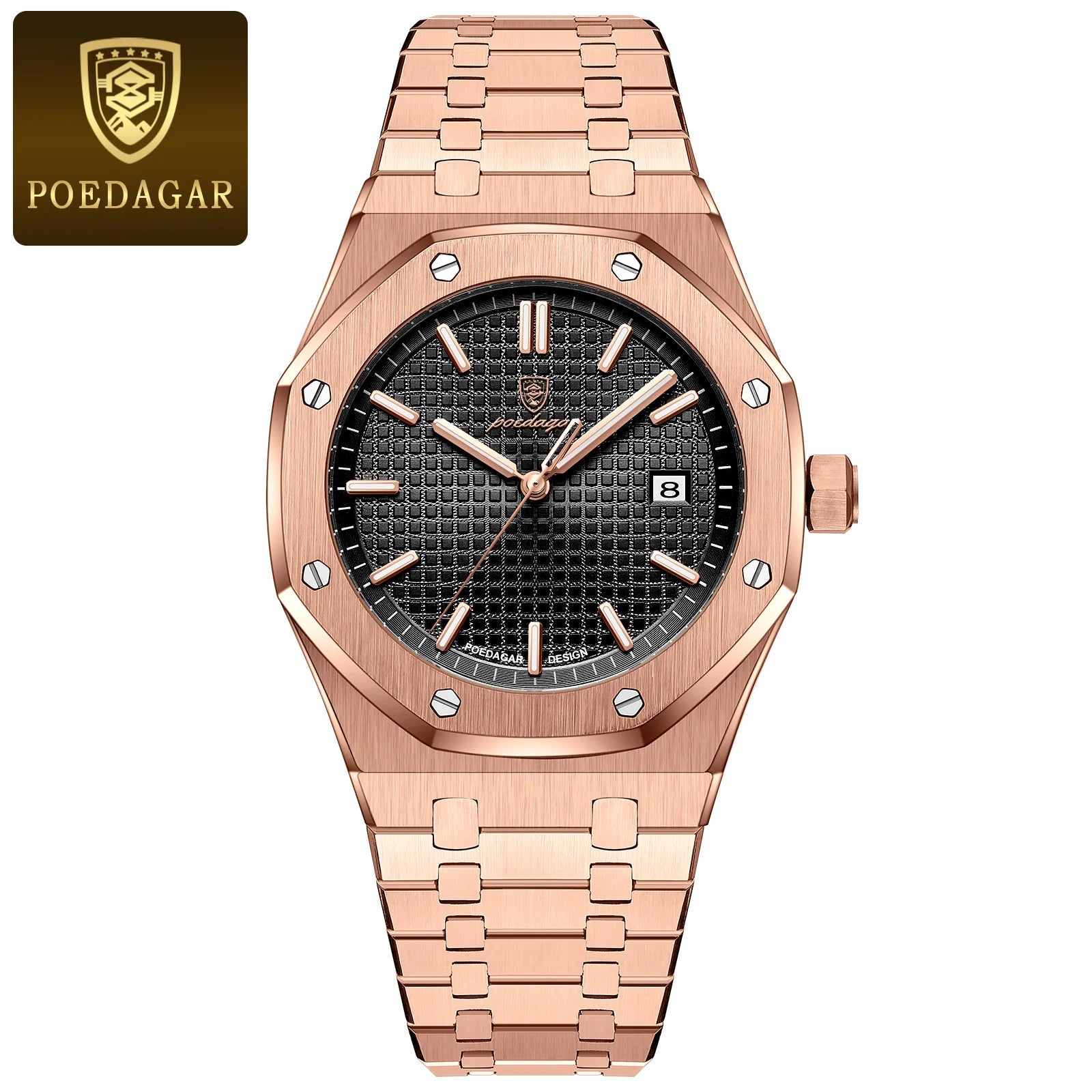 Montre POEDAGAR 924 – Quartz Business Luxe, Date, Aiguilles Lumineuses, Acier Inoxydable 40 mm, Étanche 3 ATM – CLEVI Paris