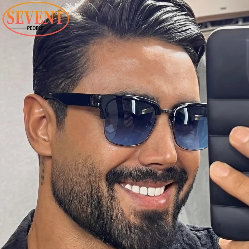 Lunettes de Soleil Carrées Photochromiques Dégradé UV400 Vintage Homme – CLEVI Paris