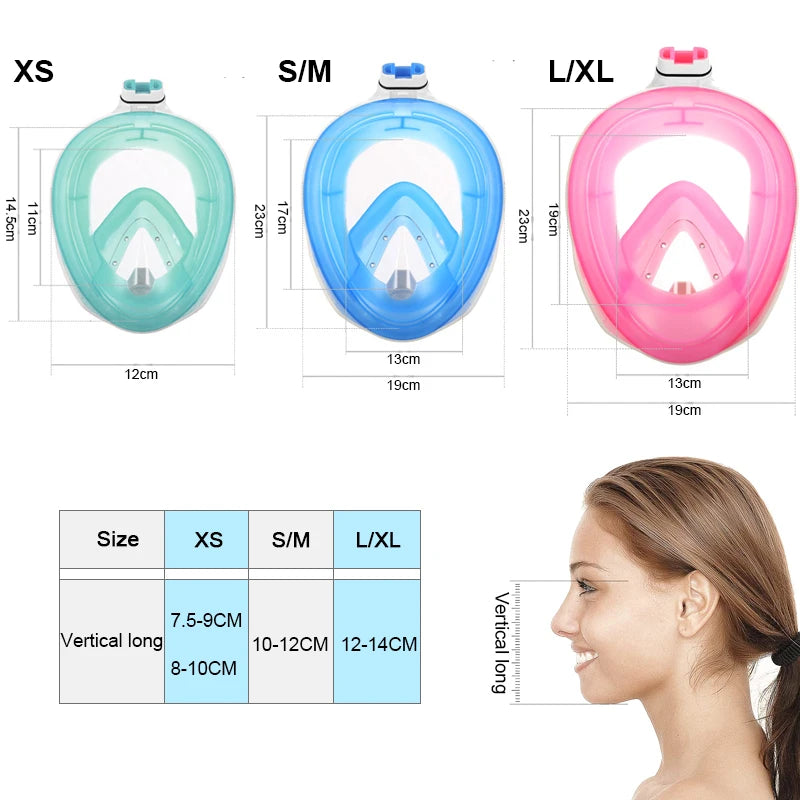Masque de Plongée Plein Visage Anti-Buée – Snorkeling Adulte & Enfant