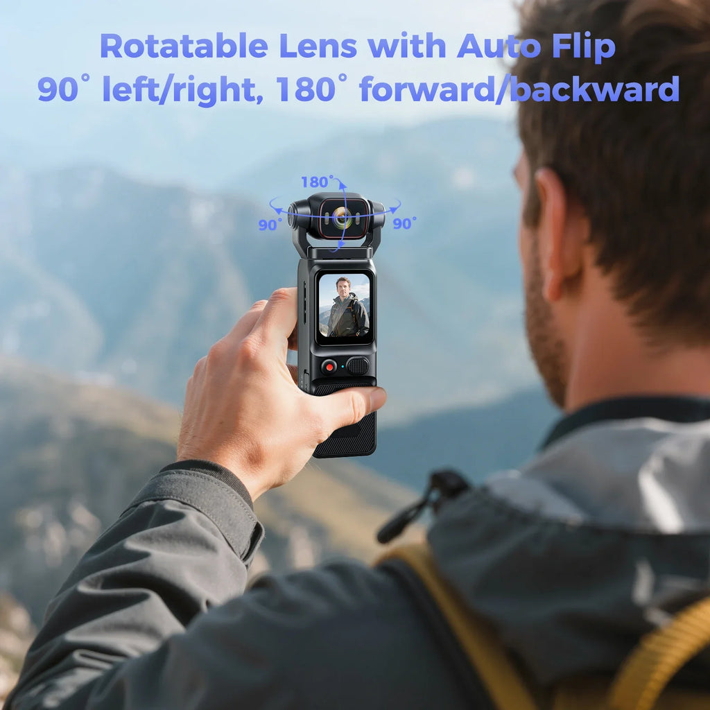 Caméra Sport 4K Pocket – Objectif Rotatif 180°, Stabilisation EIS, Écran Tactile 1,69" & Batterie 3000 mAh – CLEVI Paris