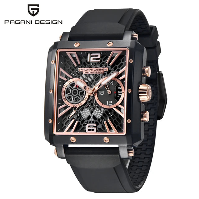 Montre Homme Quartz Racing Multifonction Boîtier Rectangle Pagani Design PD-1725 – CLEVI Paris