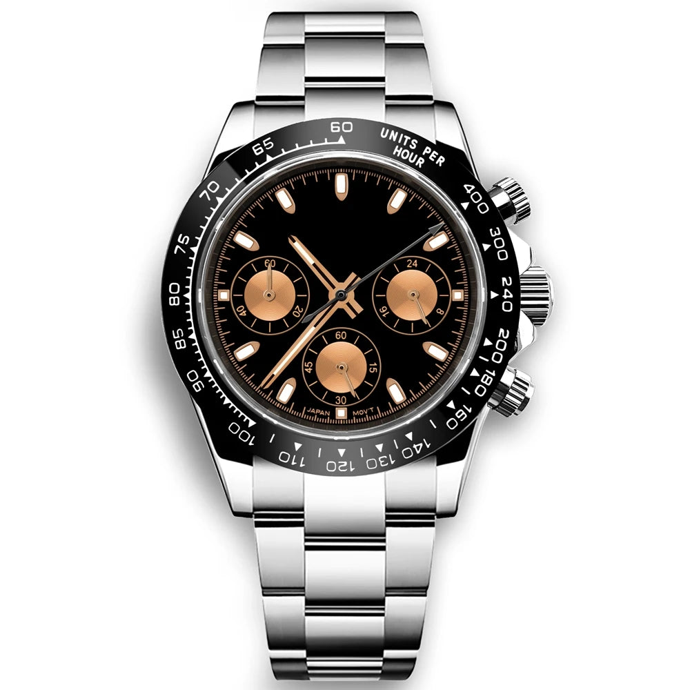 Corgeut Montre Quartz VK63 Homme Chronographe Complet 40mm Acier Sport 24h – CLEVI Paris