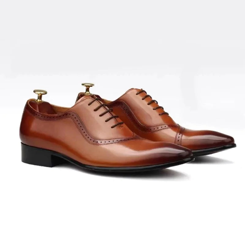 Oxford Cuir Véritable Bout Pointu Lacets Homme Noir & Marron – Tailles 35-46 – CLEVI Paris