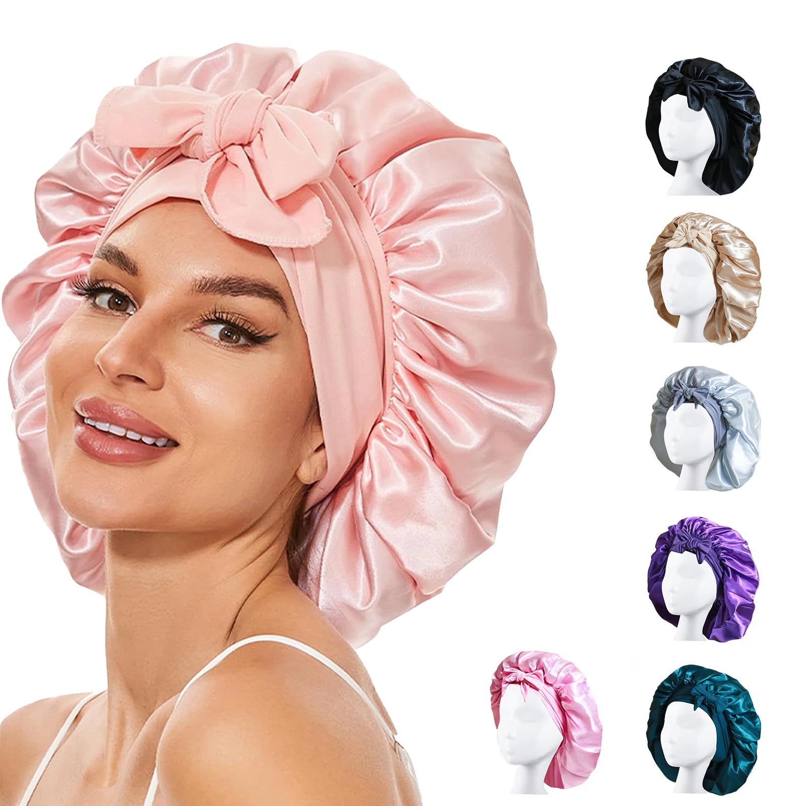Bonnet de Nuit Satin Cheveux Bouclés — CLEVI Paris
