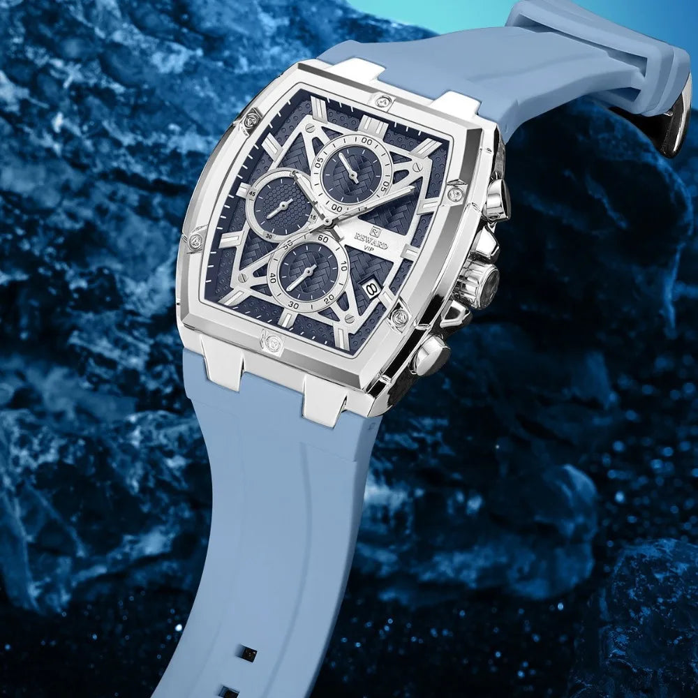 REWARD RD832261M Montre Homme Quartz Tonneau Chrono Calendrier Lumineux 30M – CLEVI Paris