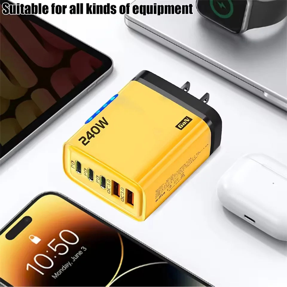 Chargeur GaN 5-en-1 USB-C 120W Quick Charge Prise EU Blanc – CLEVI Paris