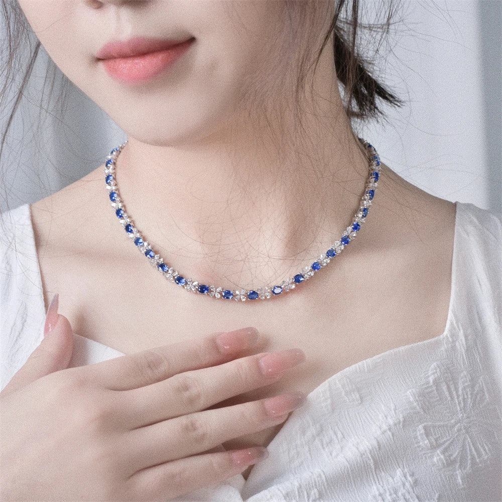 Collier Saphir & Rubis | Diamant Haute Carbone Argent 925 | Bijou Anniversaire – CLEVI Paris