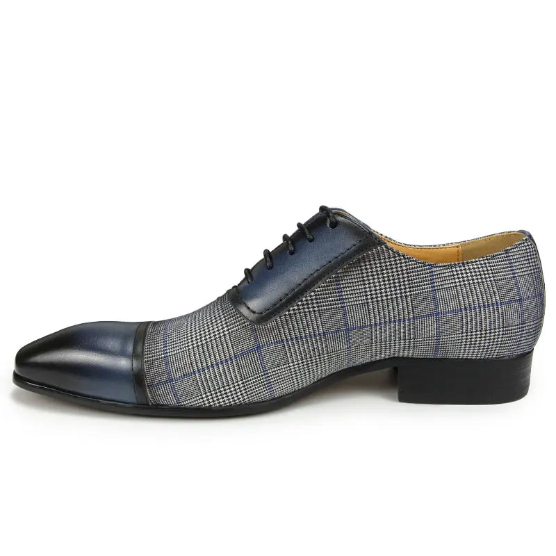 Oxford Homme Cuir Véritable Fait Main Bout Pointu Lacets Style Britannique | Bleu EU 39-47