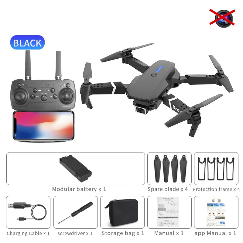 Mini Drone E88 GPS 4K – Caméra Réglable 180°, Évitement d'Obstacles, Brushless & Suivi Automatique – CLEVI Paris