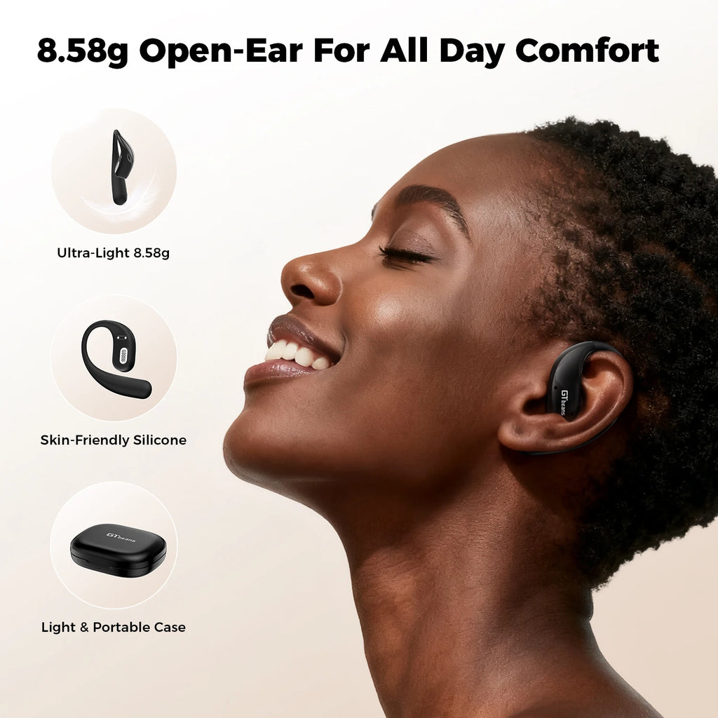 Écouteurs Open-Ear GTbeans E20 BT 6.0 56h 4 Micros – CLEVI Paris