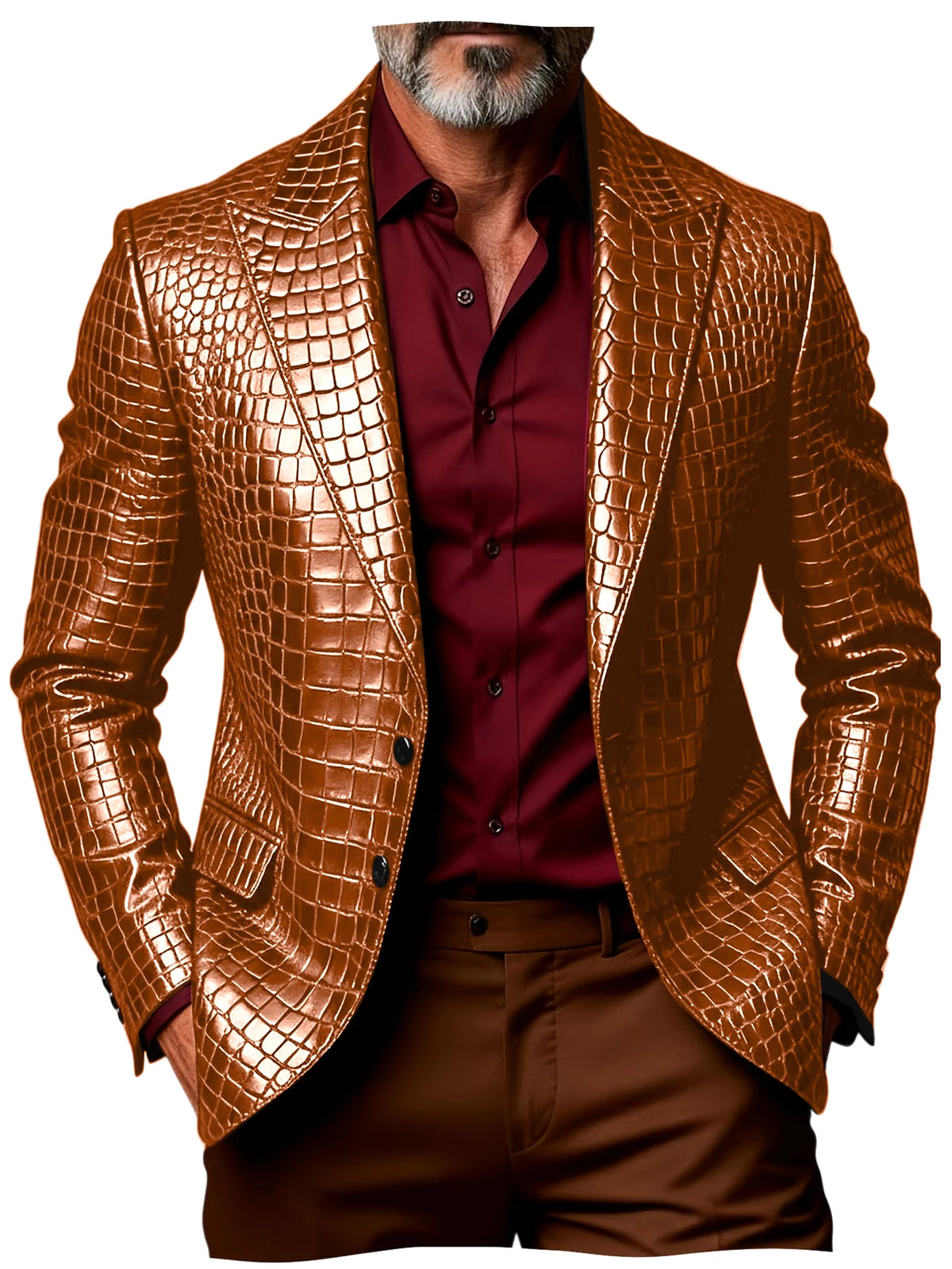 Blazer homme effet croco simple boutonnage – CLEVI Paris