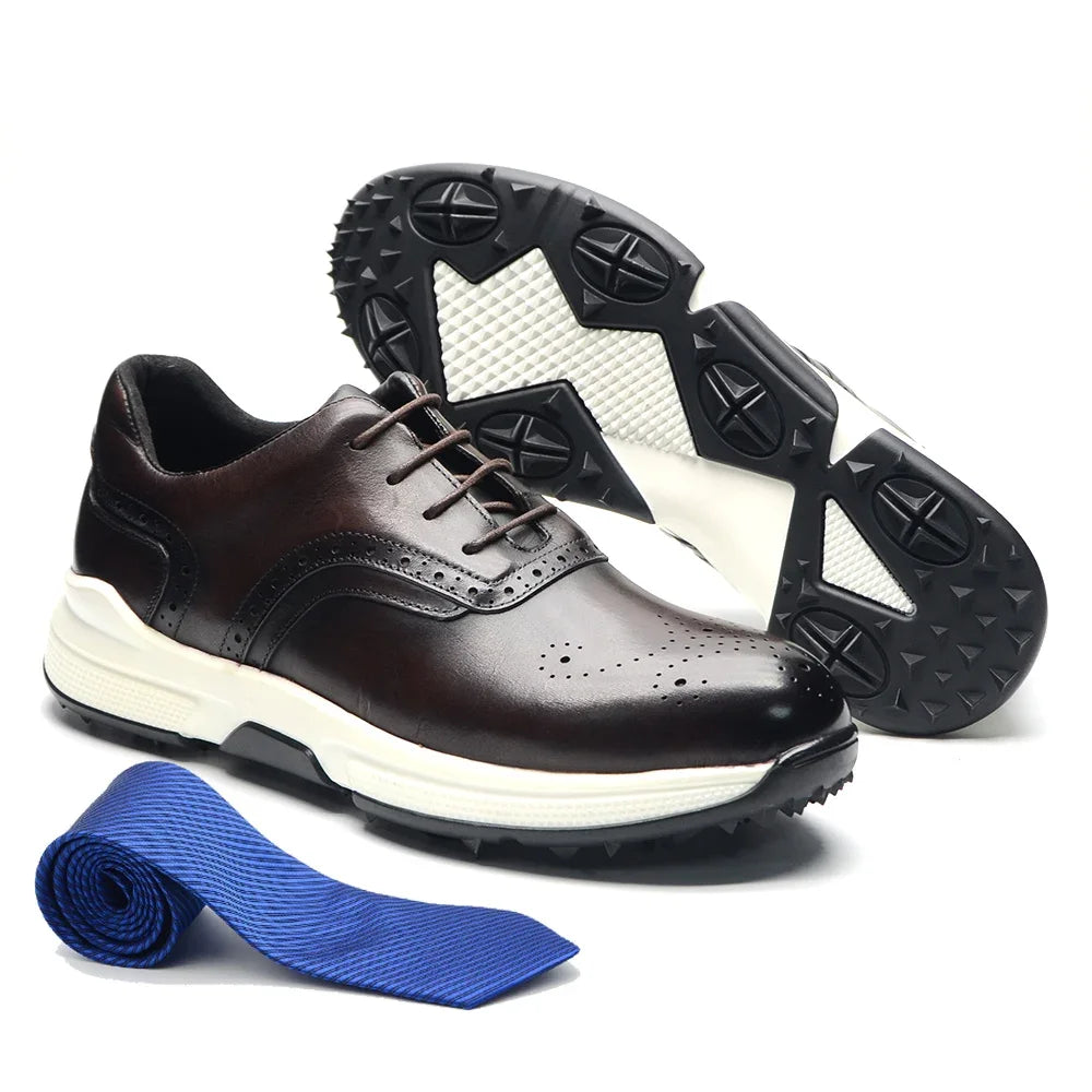 Sneaker Outdoor Homme Cuir Véritable | Golf Randonnée Antidérapant 3 Coloris