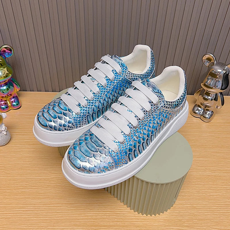 Sneakers Plateforme Cuir Texturé Homme Semelle Épaisse – CLEVI Paris