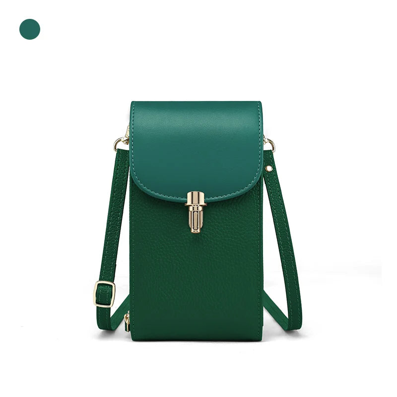 Mini Sac Téléphone Femme Cuir Véritable Motif Litchi 8 Cartes Poche Zipée 4 Coloris – CLEVI Paris