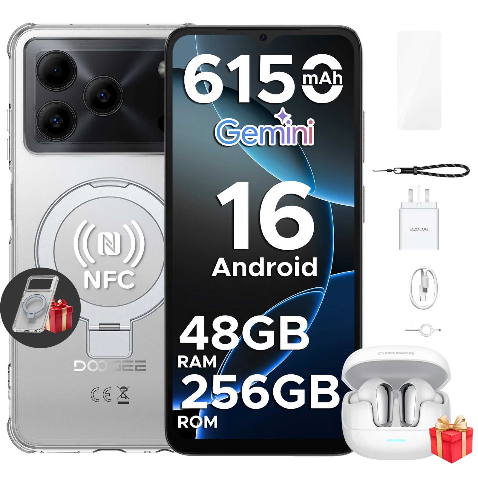 DOOGEE Note56 Plus Smartphone Android 16 Gemini AI 6,56" 90Hz 6150mAh NFC IP68 50MP – CLEVI Paris