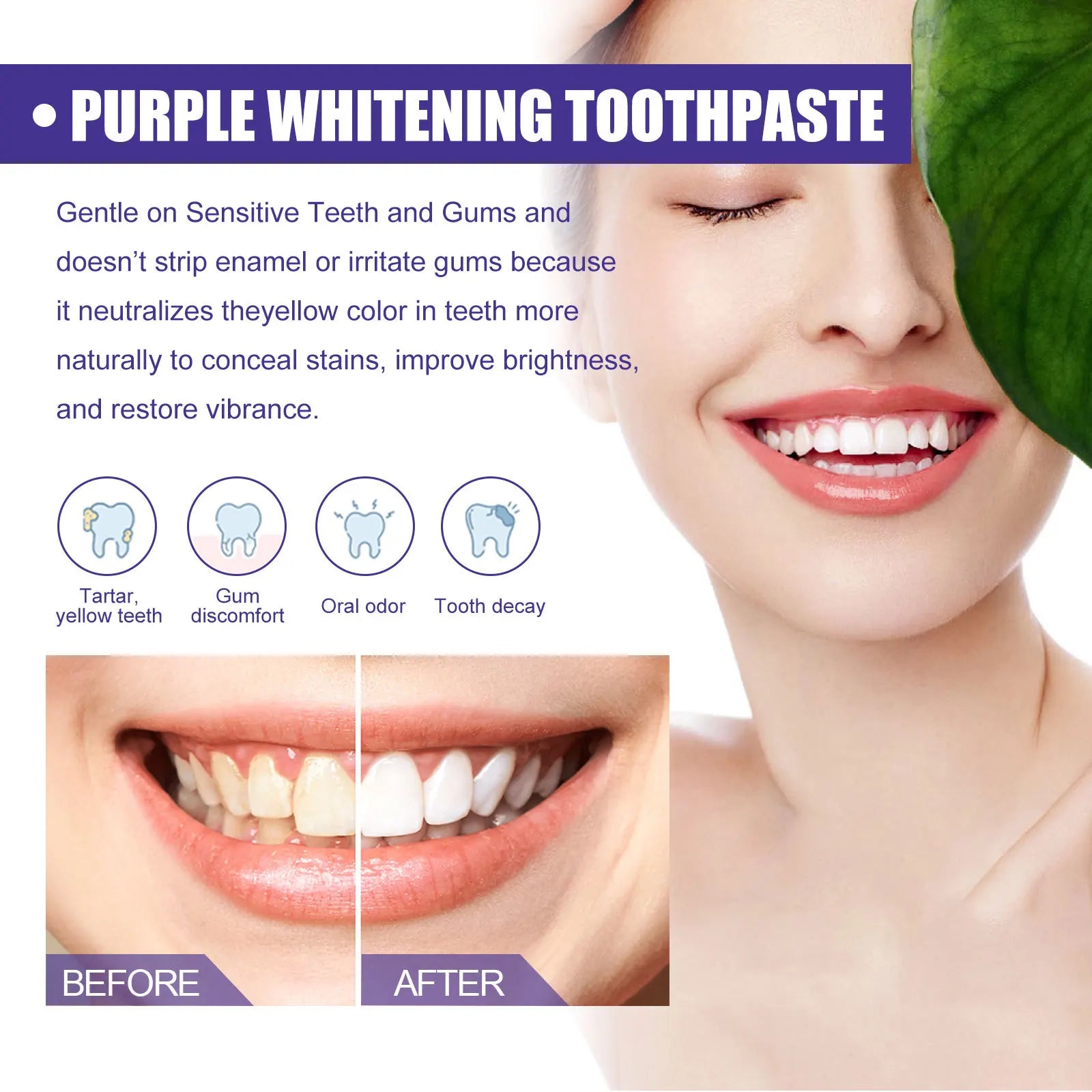Dentifrice Blanchissant V34 | Correcteur de Couleur Violet & Haleine Fraîche