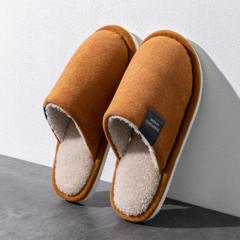 Chaussons d'Hiver Homme Antidérapants – Semelle EVA, Doublure Peluche & Confort Plat