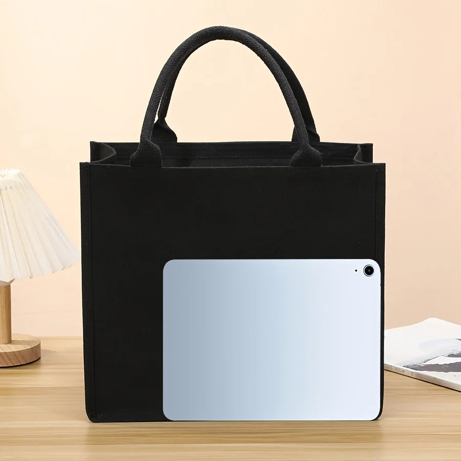 Tote Bag Canvas Noir Unisexe — Grande Capacité, Format Carré & Rectangulaire | CLEVI Paris