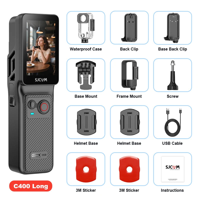 SJCAM C400 Caméra d’Action 4K Double Écran Tactile Gyro 6 Axes – CLEVI Paris
