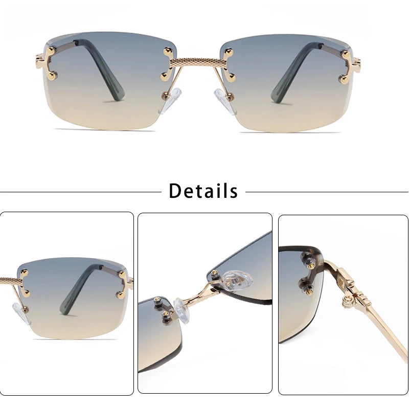 Lunettes de Soleil Carrées Sans Monture Femme HBK – Verres Dégradés UV400 – CLEVI Paris