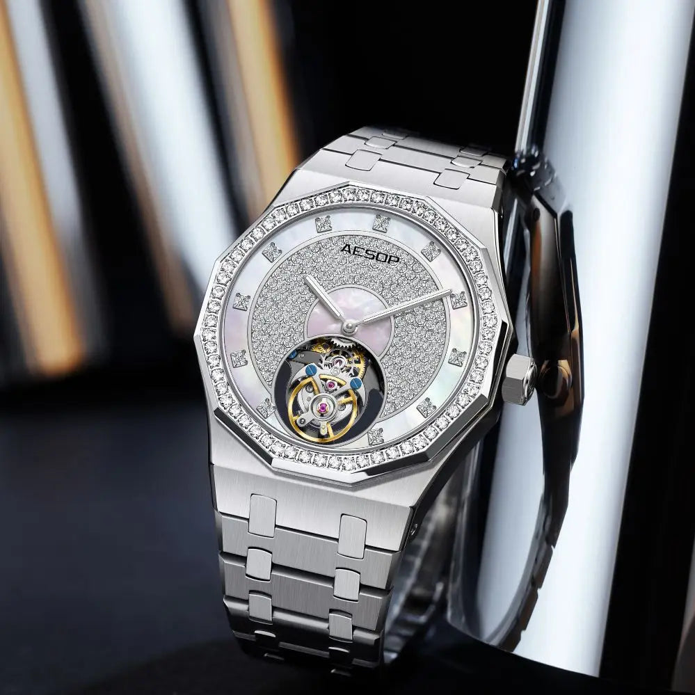 Montre Mécanique Tourbillon Volant AESOP 7089 Squelette Double Face Saphir – CLEVI Paris