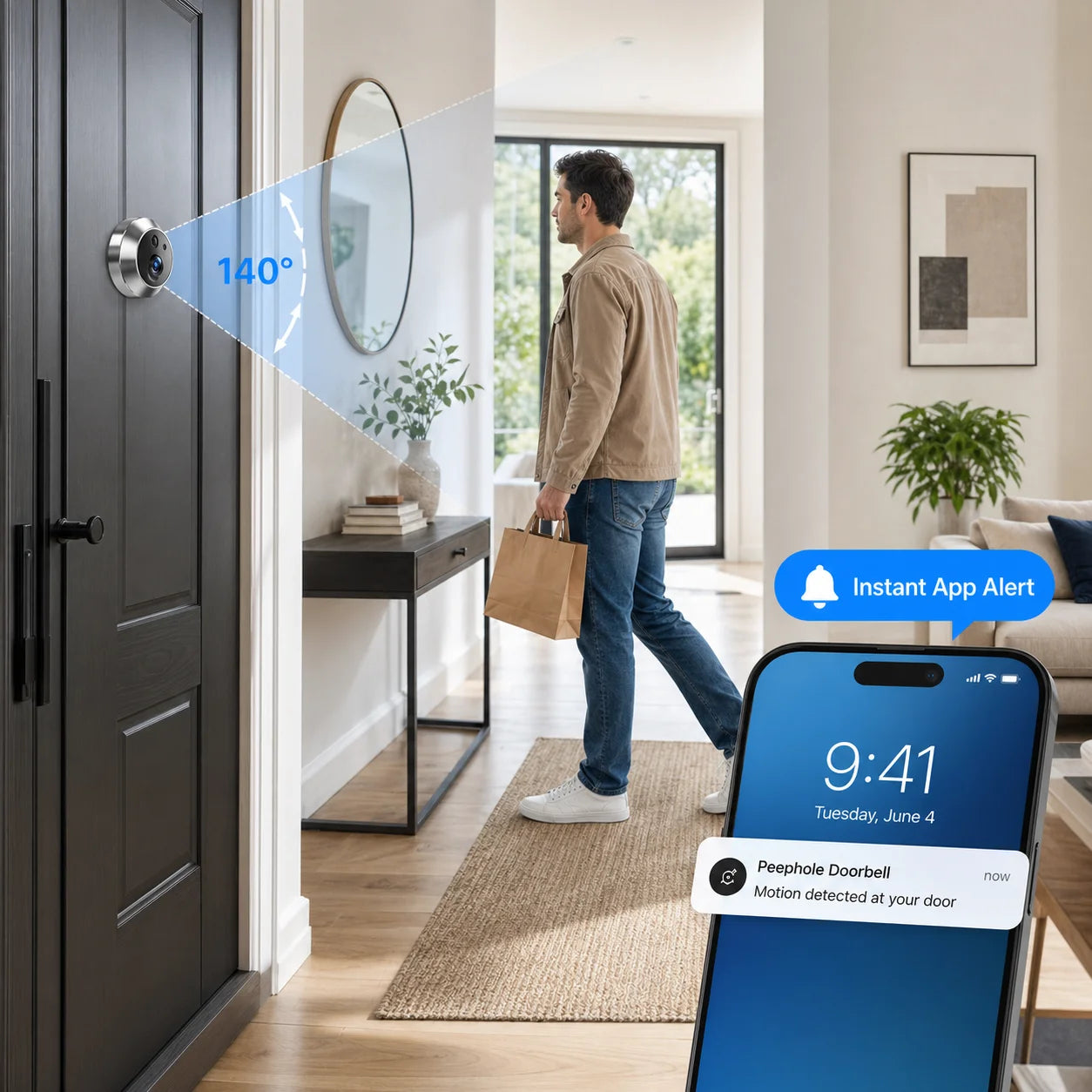 Judas Connecté 5MP avec Moniteur 4,3" – Batterie 5000mAh WiFi Tuya Détection PIR Vision Nocturne – CLEVI Paris