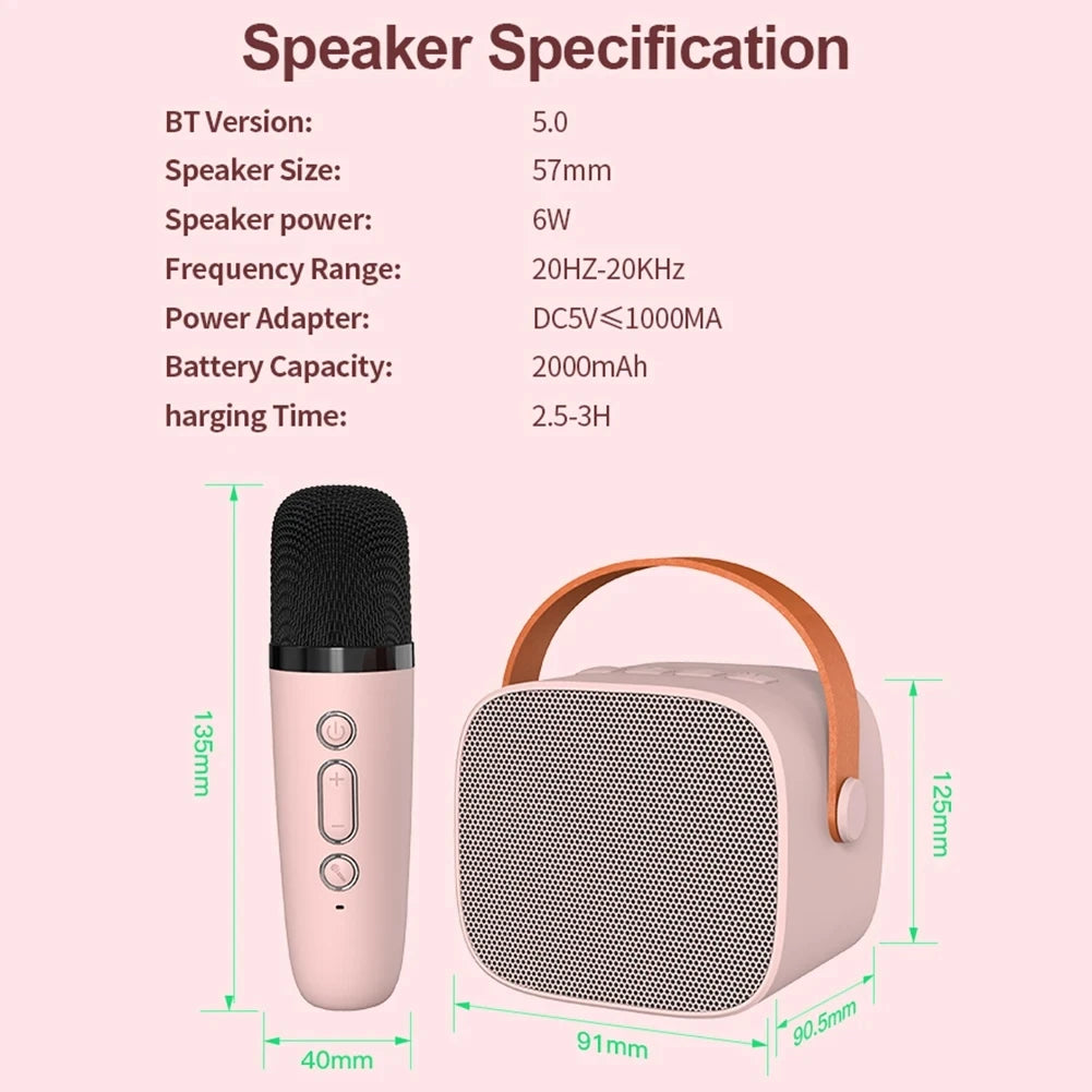 Machine Karaoké Bluetooth KTV – 1 ou 2 Micros Sans Fil, HiFi 3D, LED, Enfants & Adultes