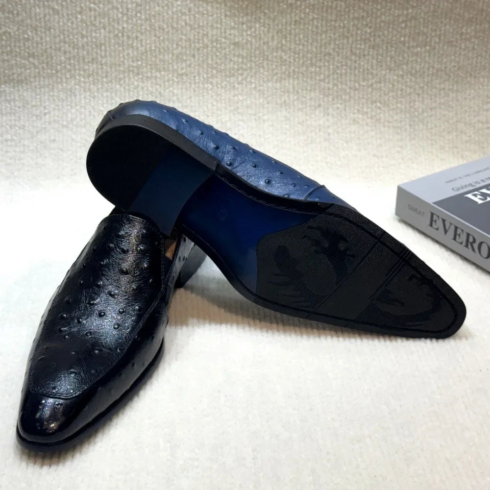 Mocassins Homme Cuir Véritable Bout Pointu Style Autruche Business & Casual – CLEVI Paris
