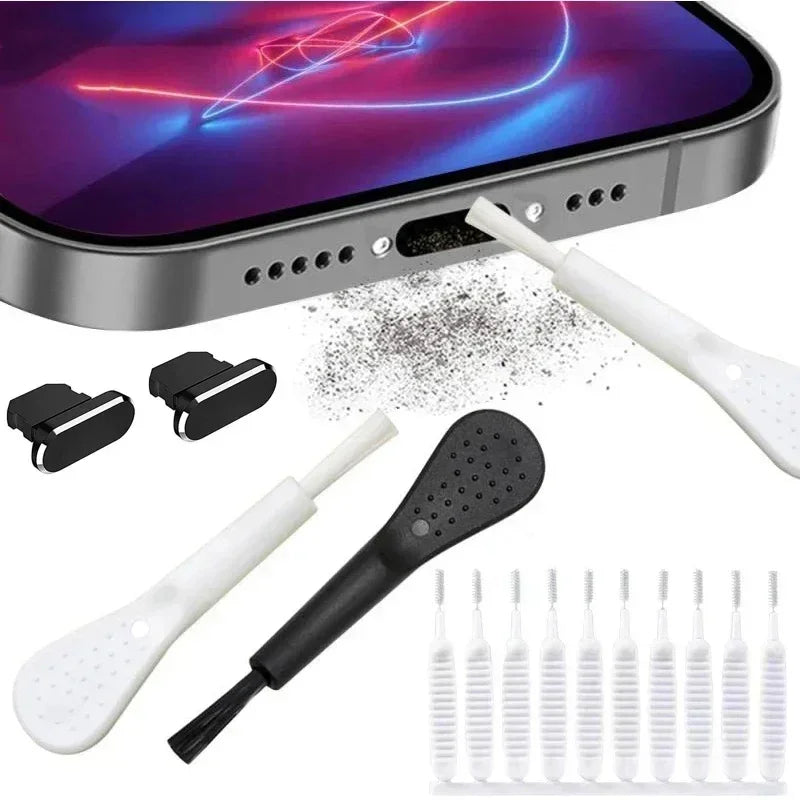 Cache Anti-Poussière & Kit Nettoyage Port de Charge Smartphone | iPhone & USB-C, Lot au Choix – CLEVI Paris