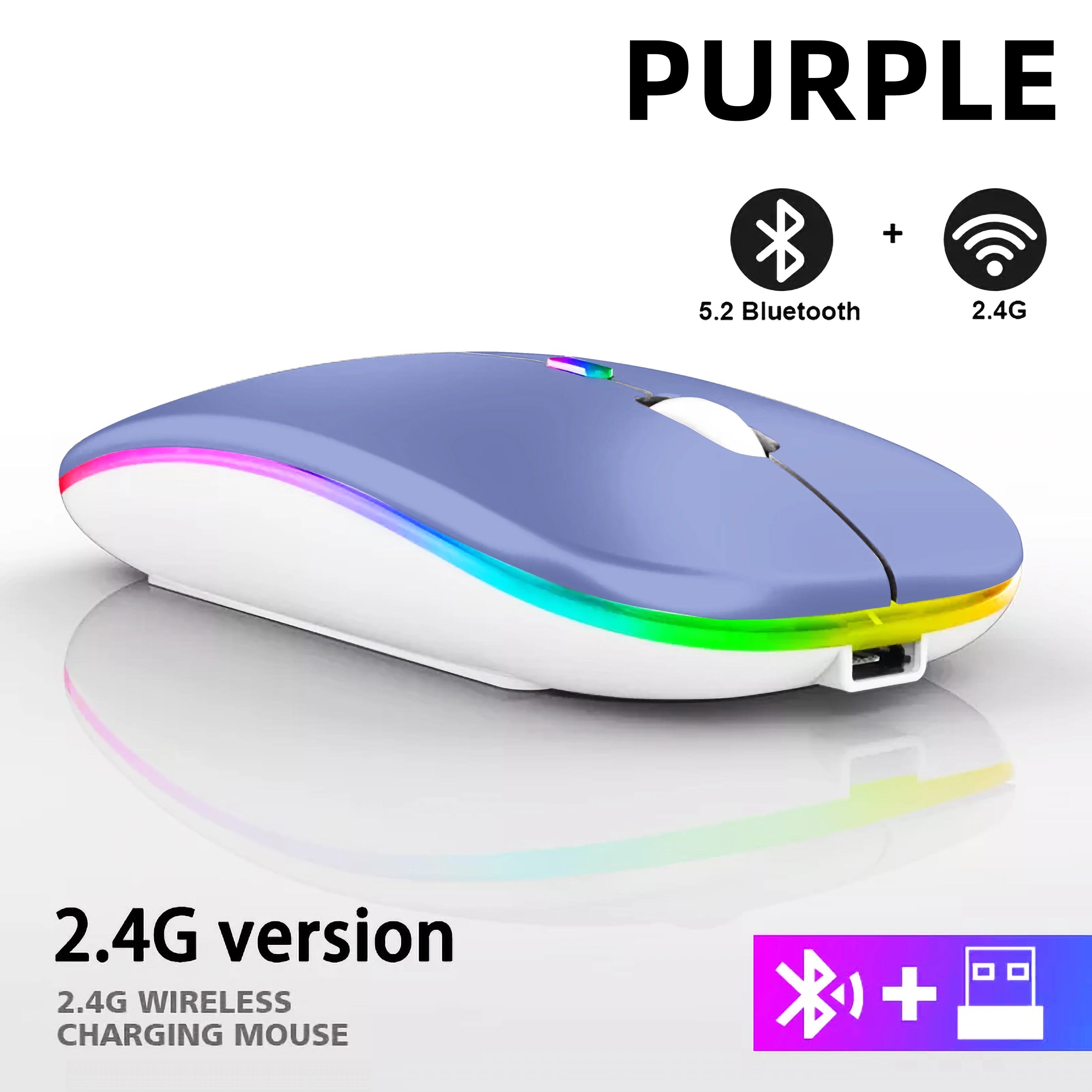 Souris Bluetooth Sans Fil HXSJ — Double Mode 2.4GHz, RGB, 1600 DPI, Rechargeable, PC & Mac | CLEVI Paris