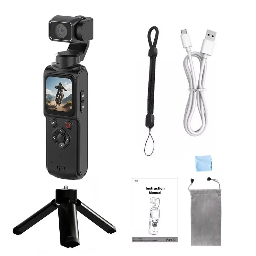 Caméra Vlog 4K de Poche Gimbal Intégré – Rotation 330° Suivi Facial Tactile – CLEVI Paris