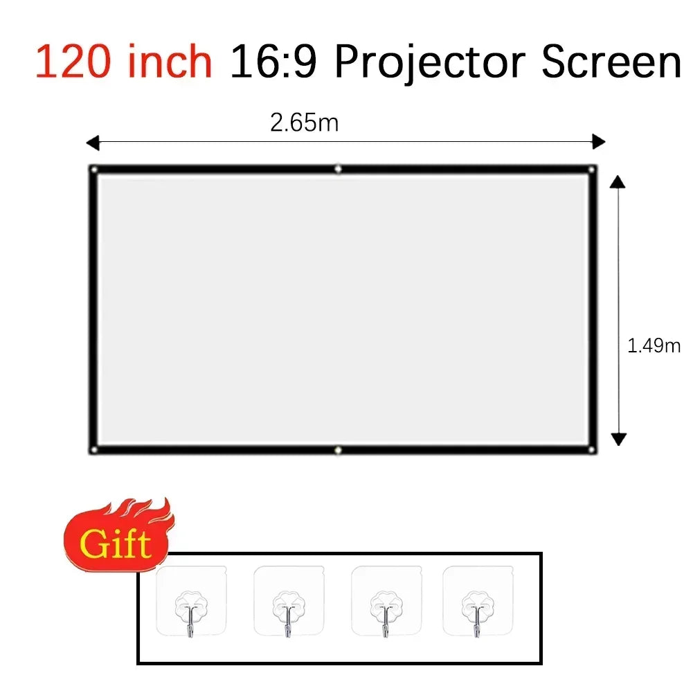 Toile de Projection à Suspendre 16:9 Grise – Anti-Lumière, 60 à 150 Pouces, Home Cinéma & Extérieur – CLEVI Paris
