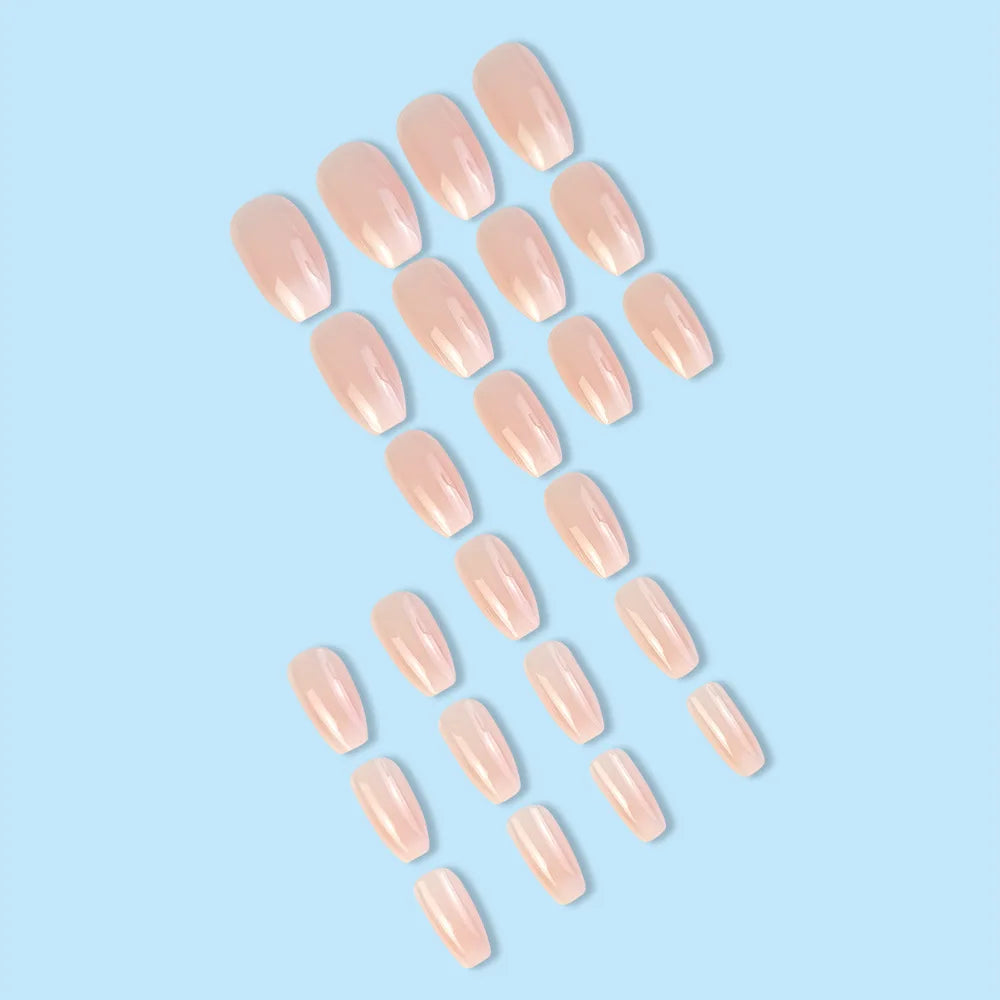 Faux Ongles Press-On Forme Ballerine | Lot de 24, Dégradé Rose, Réutilisables – CLEVI Paris