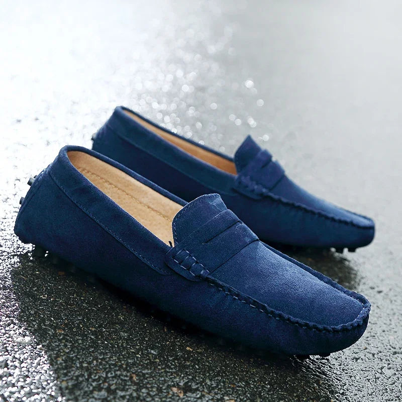 Mocassins Homme Cuir Suède Véritable – Chaussures Casual Conduite Slip-On